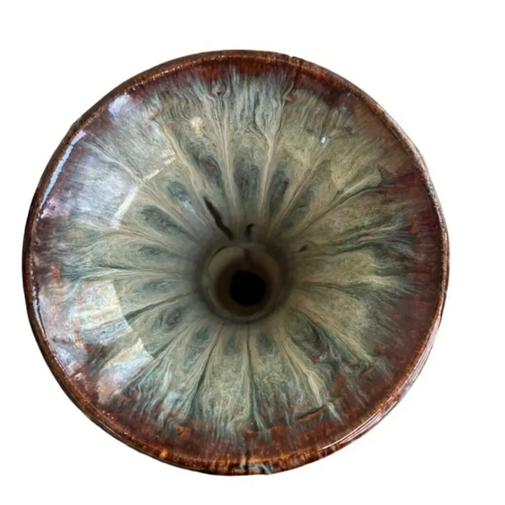 Vintage Large Vase Mid Century Modern Drip Glaze, has a tiny crack in one handle